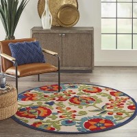 Nourison Aloha Indooroutdoor Multicolor 53 X Round Area Rug Easy Cleaning Non Shedding Bed Room Living Room Dining Room