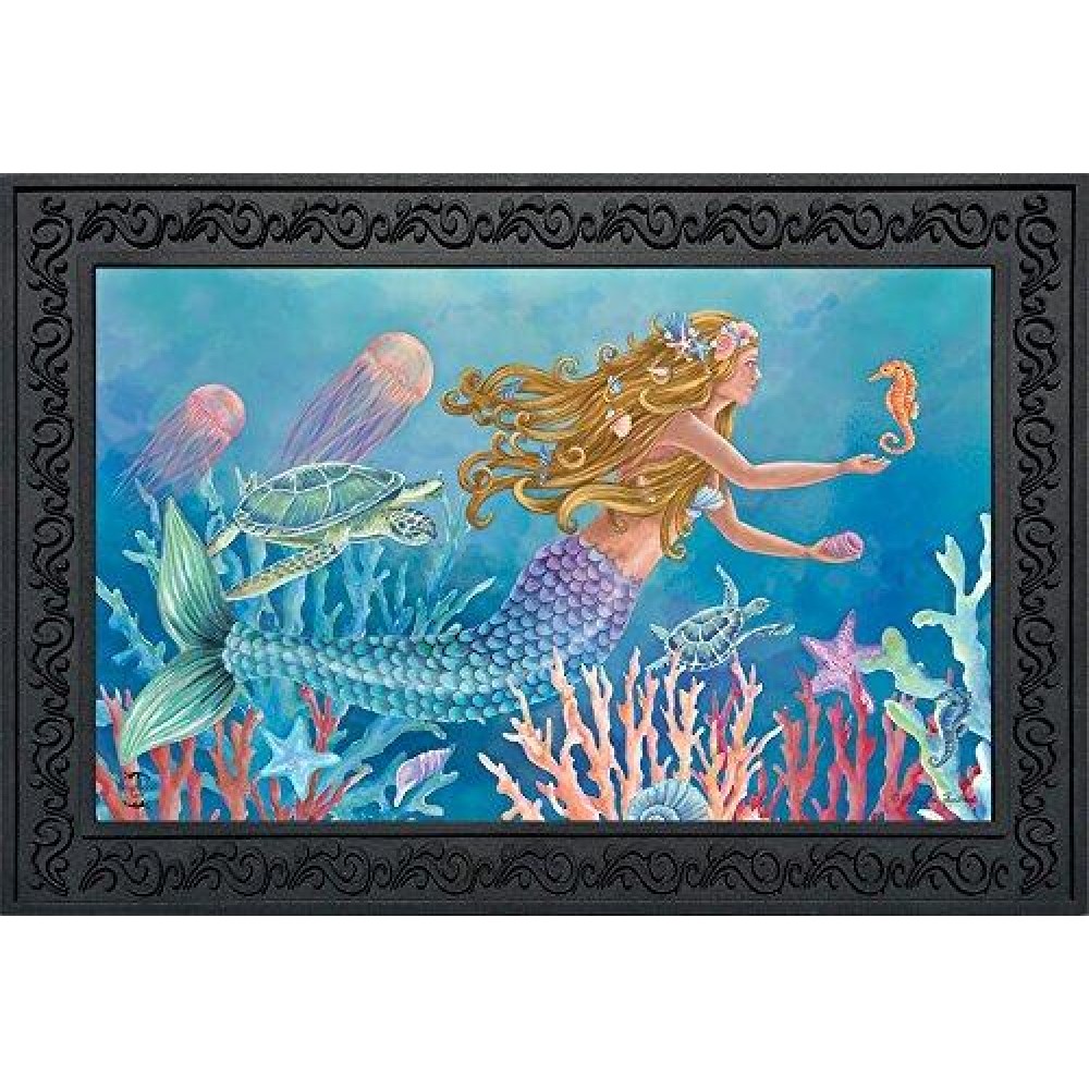 Briarwood Lane Mermaid Summer Doormat Nautical Fish 30 X 18 Indoor Outdoor