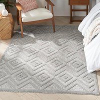 Nourison Versatile Indooroutdoor Silver Grey 6 X 9 Area Rug Moroccan Modern Bedroom Living Room Backyard Deck Patio E