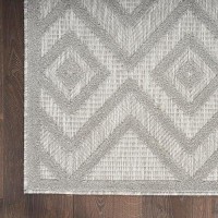 Nourison Versatile Indooroutdoor Silver Grey 6 X 9 Area Rug Moroccan Modern Bedroom Living Room Backyard Deck Patio E