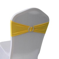 Welmatch Yellow Spandex Chair Bands Sashes - 50 Pcs Wedding Banquet Party Event Decoration Chair Bows Ties (Yellow, 50)