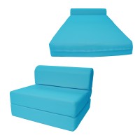 D&D Futon Furniture Sleeper Chair Folding Bed, Studio Sofa Guest Folded Mattress, High Density Foam (70 x 24 x 6, Turquoise)