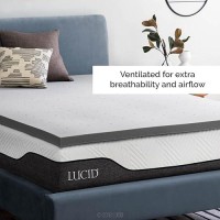 Lucid 2 Inch Mattress Topper Queen Memory Foam Bamboo Charcoal Infusion Cooling Ventilation Hypoallergenic Certipur Ce