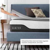 Lucid 2 Inch Mattress Topper Queen Memory Foam Bamboo Charcoal Infusion Cooling Ventilation Hypoallergenic Certipur Ce