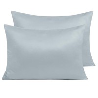 Ntbay Zippered Satin Pillow Cases For Hair And Skin Luxury Standard Hidden Zipper Pillowcases Set Of 2 20X26 Inches Grey