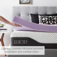 Lucid 4 Inch Lavender Infused Memory Foam Mattress Topper Ventilated Design California King Size