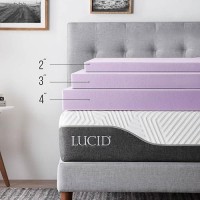 Lucid 4 Inch Lavender Infused Memory Foam Mattress Topper Ventilated Design California King Size