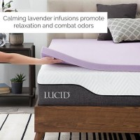 Lucid 2 Inch Lavender Infused Memory Foam Mattress Topper - Ventilated Design - King Size