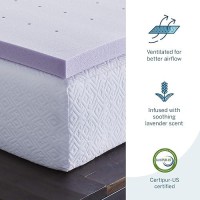 Lucid 2 Inch Mattress Topper Full - Memory Foam Mattress Topper Full - 5 Zone Lavender Infusion - Certipur Certified Foam