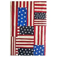 Newbridge American Flag Collage Print Vinyl Flannel Backed Tablecloth, Patriotic Indoor Outdoor Vinyl Tablecloth For Picnics, Barbeques, Patio And Kitchen Dining, 70 Inch Round