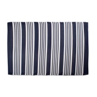 Dii Outdoor Rug Collection Reversible Woven Polypropylene Plastic Straw Mat 4X6Feet Nautical Blue