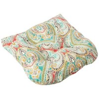 Pillow Perfect Paisley Indoor/Outdoor Chair Seat Cushion, Tufted, Weather, And Fade Resistant, 19