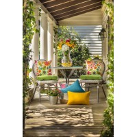 Pillow Perfect Bright Floral Indoor/Outdoor Sofa Setee Swing Cushion, Tufted, Weather, And Fade Resistant, 19