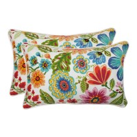 Pillow Perfect Bright Floral Indoor/Outdoor Accent Throw Pillow, Plush Fill, Weather, And Fade Resistant, Lumbar - 11.5