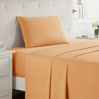 Nestl Twin Xl Sheets Set 3 Piece Xl Twin Sheets Double Brushed Twin Xl Sheets For Adjustable Bed Light Orange Twin Xl Sheet