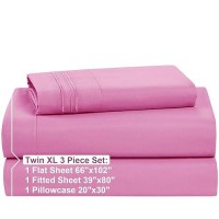 Nestl Twin Xl Sheets Set 3 Piece Xl Twin Sheets Double Brushed Twin Xl Sheets For Adjustable Bed Light Pink Twin Xl Sheet Se