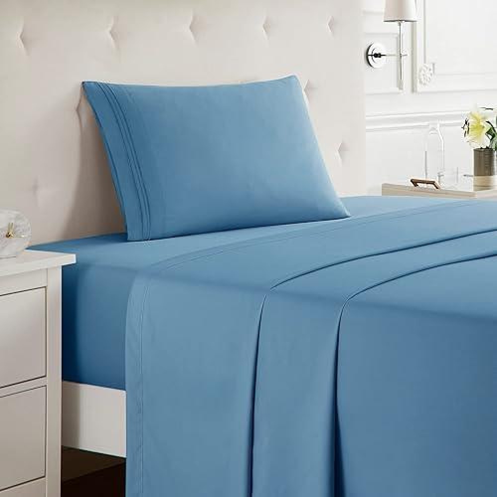 Nestl Twin Xl Sheets Set 3 Piece Xl Twin Sheets Double Brushed Twin Xl Sheets For Adjustable Bed Blue Heaven Twin Xl Sheet S