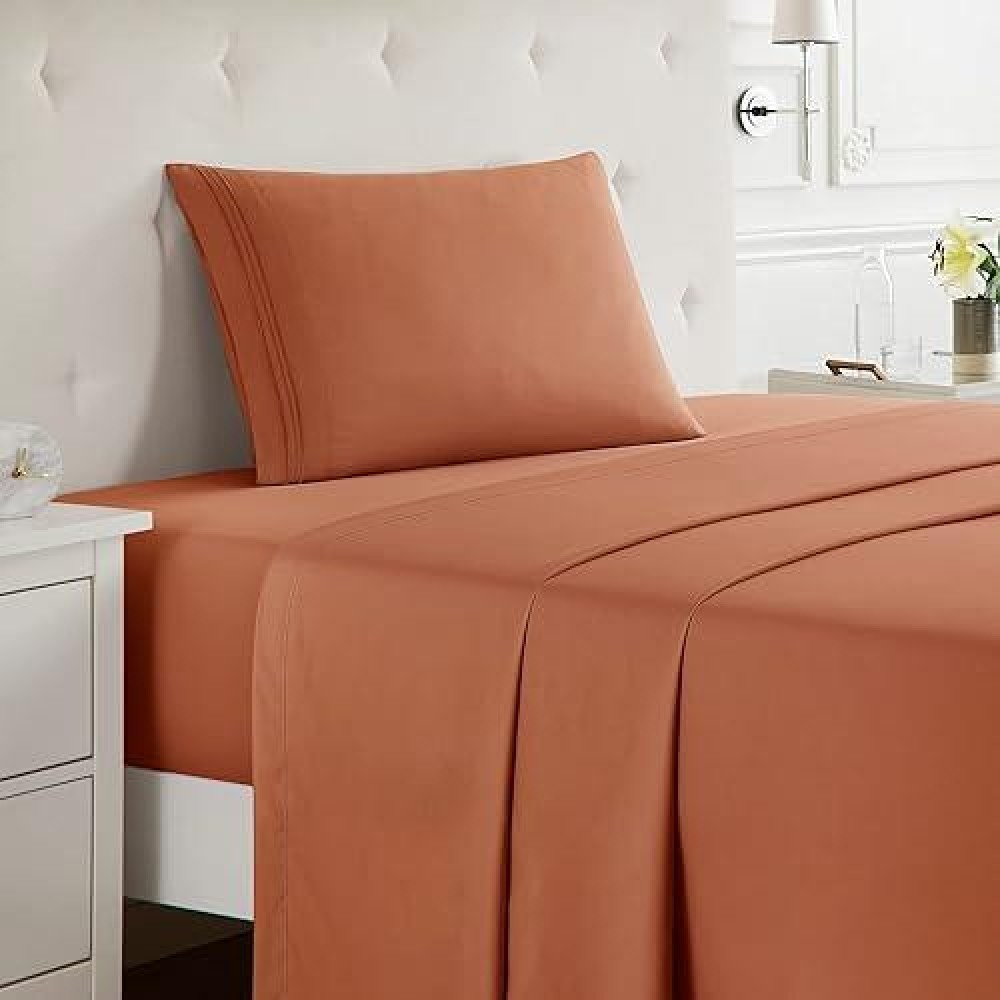 Nestl Twin Xl Sheets Set 3 Piece Xl Twin Microfiber Sheets Rust Deep Pocket Luxury Bed Sheets