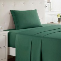 Nestl Twin Xl Sheets Set 3 Piece Xl Twin Sheets Double Brushed Twin Xl Sheets For Adjustable Bed Dark Green Twin Xl Sheet Se