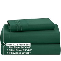 Nestl Twin Xl Sheets Set 3 Piece Xl Twin Sheets Double Brushed Twin Xl Sheets For Adjustable Bed Dark Green Twin Xl Sheet Se