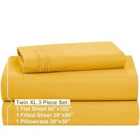 Nestl Twin Xl Sheets Set 3 Piece Xl Twin Sheets Double Brushed Twin Xl Sheets For Adjustable Bed Yellow Twin Xl Sheet Set H