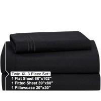 Nestl Twin Xl Sheets Set 3 Piece Twin Xl Bed Sheets Deep Pocket Hotel Luxury Extra Soft Breathable And Cooling Black Twin