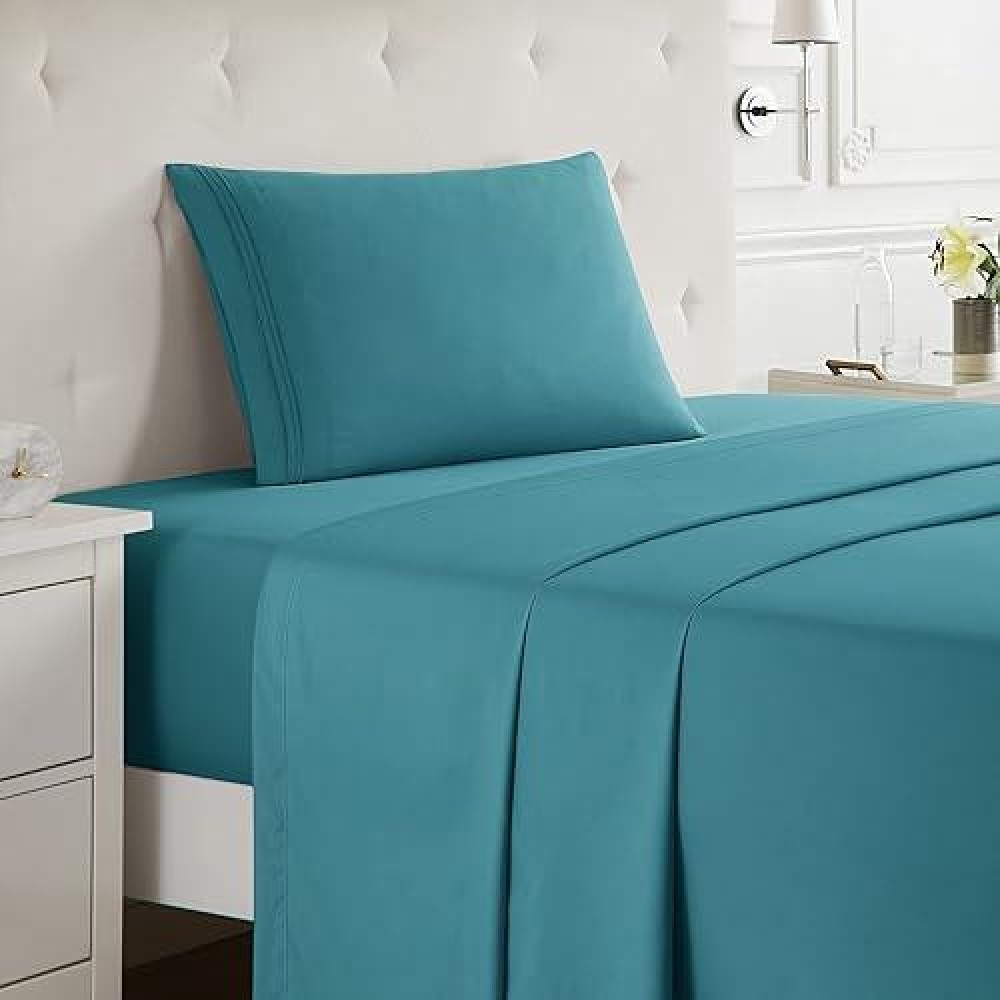 Nestl Twin Xl Sheets Set 3 Piece Xl Twin Sheets Double Brushed Twin Xl Sheets For Adjustable Bed Teal Twin Xl Sheet Set Hot