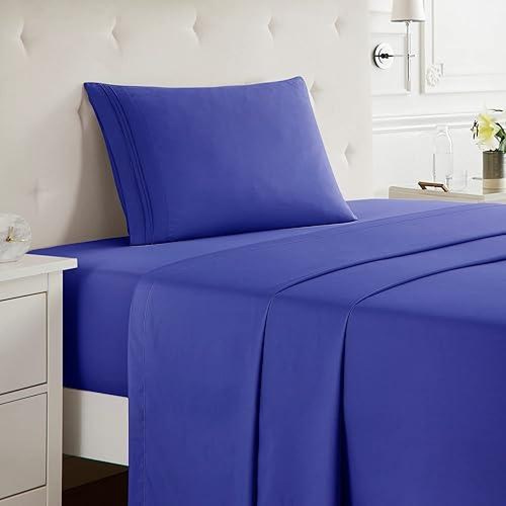 Nestl Twin Xl Sheets Set 3 Piece Xl Twin Sheets Double Brushed Twin Xl Sheets For Adjustable Bed Royal Blue Twin Xl Sheet Se