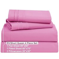 Nestl Rv Short Queen Sheets Set 4 Piece Bed Sheets For Rv Queen Size Bed Double Brushed Rv Size Sheets Hotel Luxury Light Pi