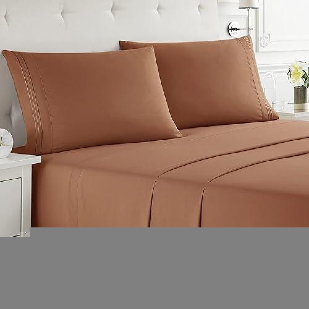 Nestl Rv Short Queen Sheets Set 4 Piece Bed Sheets For Rv Queen Size Bed Double Brushed Rv Size Sheets Hotel Luxury Rust She