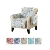 Patchwork Scalloped Printed Furniture Protector Stain Resistant Chair Cover (Chair, Grey)