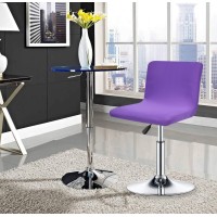 Deisy Dee Stretch Chair Cover Slipcovers For Low Short Back Chair Bar Stool Chair C114 (Purple)