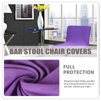 Deisy Dee Stretch Chair Cover Slipcovers For Low Short Back Chair Bar Stool Chair C114 (Purple)