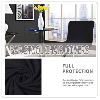 Deisy Dee Stretch Chair Cover Slipcovers For Low Short Back Chair Bar Stool Chair C114 (Black)