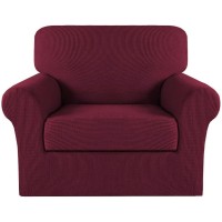 Turquoize 2 Piece Chair Covers Chair Slipcovers For Living Room Armchair Sofa Covers Chair Couch Cover With Arms Washable Furniture Protector For Chairs Feature Thick Jacquard Fabric (Chair,?Burgundy)