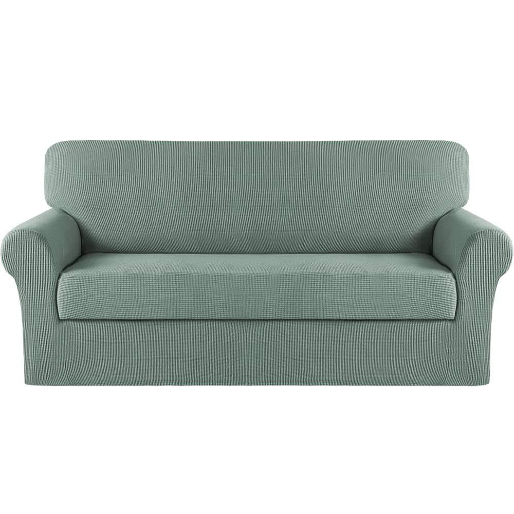 Turquoize Stretch Sofa Slipcover 2 Pieces Sofa Cover Couch Cover For 3 Cushion Couch Washable Furniture Protector Covers With El