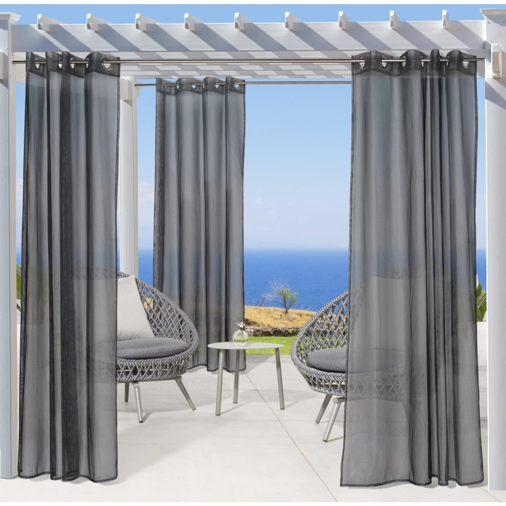 Commonwealth No Se'Em Grommet Outdoor Curtain Panel Window Dressing 50 X 84 In Black