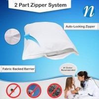 National Allergy Premium 100% Cotton Zippered Pillow Protector - Queen Size - White - 4 Pack - 300 Thread Count - Hypoallergenic Bed Pillowcase With Zipper - Breathable Encasement Cover