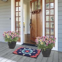 Fab Habitat Extra Thick Doormat - Handwoven  Durable - Natural Coir - Entryway  Front Door  Porch  Patio - Suzani Multicolor (18