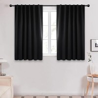 Deconovo Back Tab And Rod Pocket Blackout Curtains - (Black Color  52X54 Inch  2 Panels)  Thermal Insulated Blackout Window Curtains For Kitchen