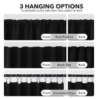 Deconovo Back Tab And Rod Pocket Blackout Curtains - (Black Color  52X54 Inch  2 Panels)  Thermal Insulated Blackout Window Curtains For Kitchen