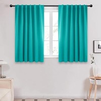 Deconovo Solid Back Tab And Rod Pocket Curtains  Thermal Insulated Blackout Window Curtains For Kitchen  52X54 Inch  Turquoise  2 Panels