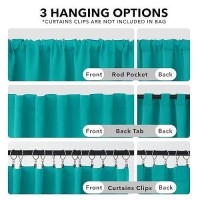 Deconovo Solid Back Tab And Rod Pocket Curtains  Thermal Insulated Blackout Window Curtains For Kitchen  52X54 Inch  Turquoise  2 Panels