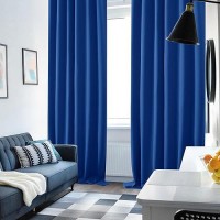 Deconovo Room Darkening Curtains  Back Tab And Rod Pocket Curtains  Thermal Insulated Blackout Curtains For Bedroom  52X72 Inch  Royal Blue  2 Panels