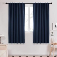 Deconovo Room Darkening Curtains - Back Tab And Rod Pocket Curtains  Thermal Insulated Blackout Curtains For Bedroom  52X72 Inch  Navy Blue  2 Panels