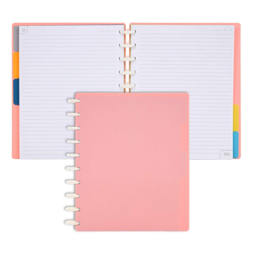 Talia Discbound Notebooks, Planner, Customizable, (Salmon, Midsize (75In X 975In))