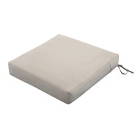 Classic Accessories Ravenna Square Patio Seat Cushion Slip Cover Foam Durable Outdoor Cushion Mushroom 25W X 25D X 5