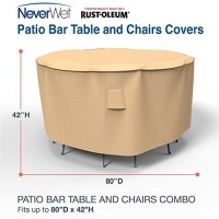 Budge Neverwet Savanna Patio Bar Table & Chairs Combo Cover, Tan, Large