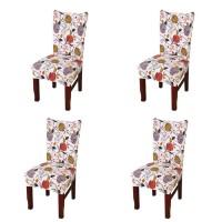 Soulfeel Set Of 4 X Stretchable Dining Chair Covers, Spandex Chair Seat Protector Slipcovers For Holiday Banquet, Home Party, Hotel, Wedding Ceremony (Style 35, Floral)