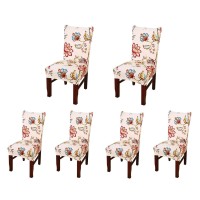 Soulfeel Set Of 6 X Stretchable Dining Chair Covers, Spandex Chair Seat Protector Slipcovers For Holiday Banquet, Home Party, Hotel, Wedding Ceremony (Style 34, Floral)